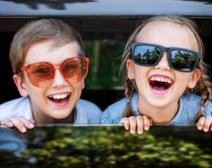 Child wearing sunglasses for UV protection