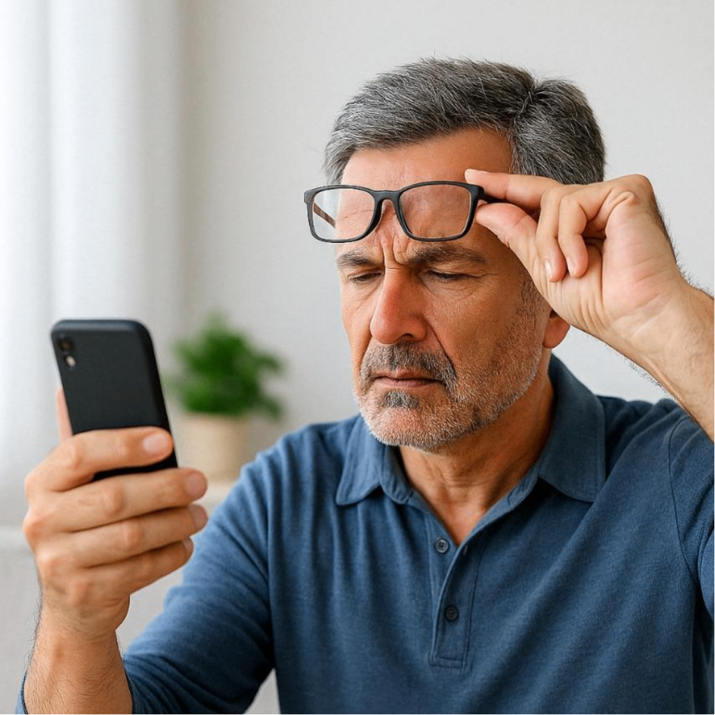 Holding phone to read text