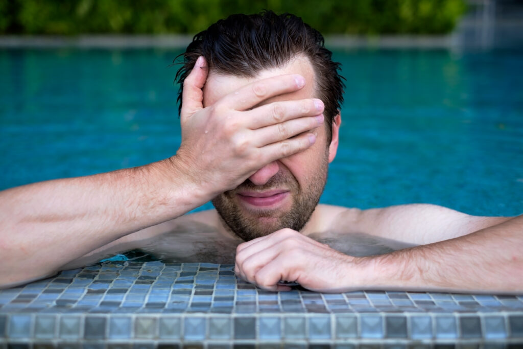 pool, red eyes, chlorine