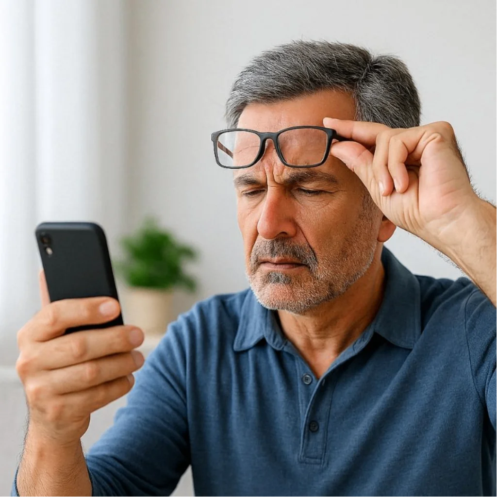 Holding phone to read text